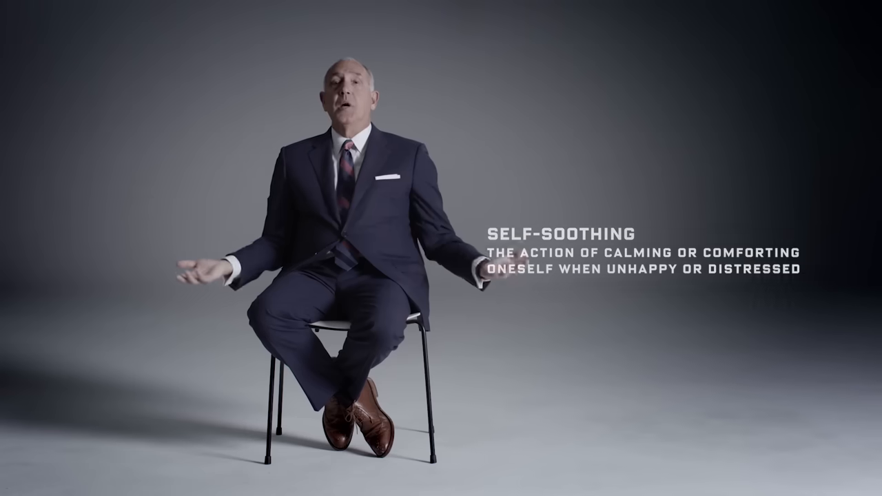 On-screen text defines self-soothing.