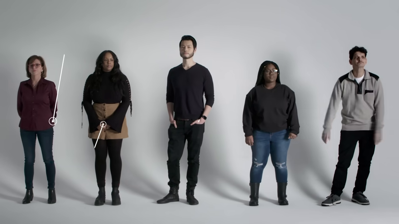 Overlays highlight two people's posture.