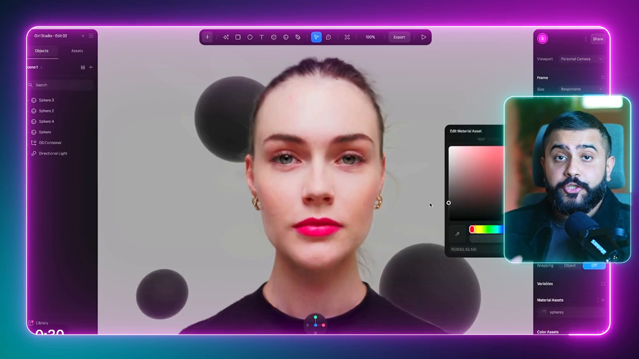 Spline UI editing 3D model