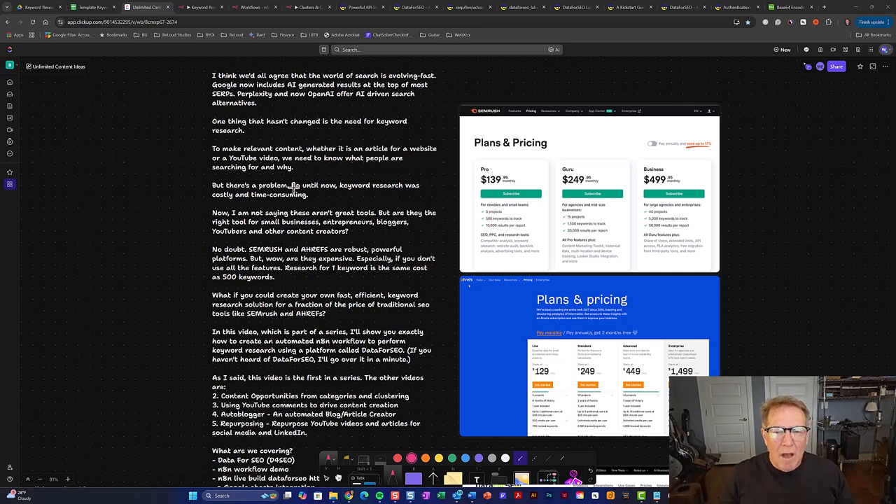 Speaker notes, Semrush, Ahrefs pricing.