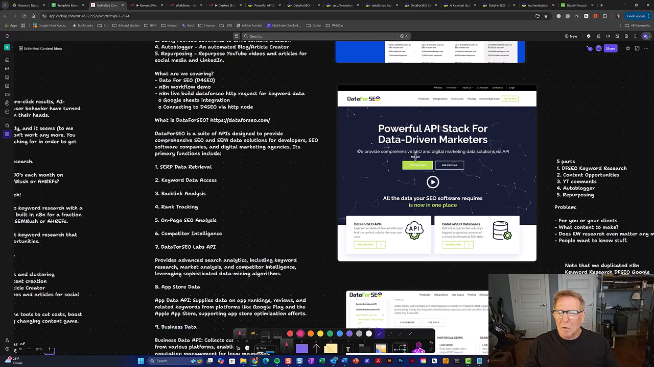 DataForSEO website homepage with pricing.