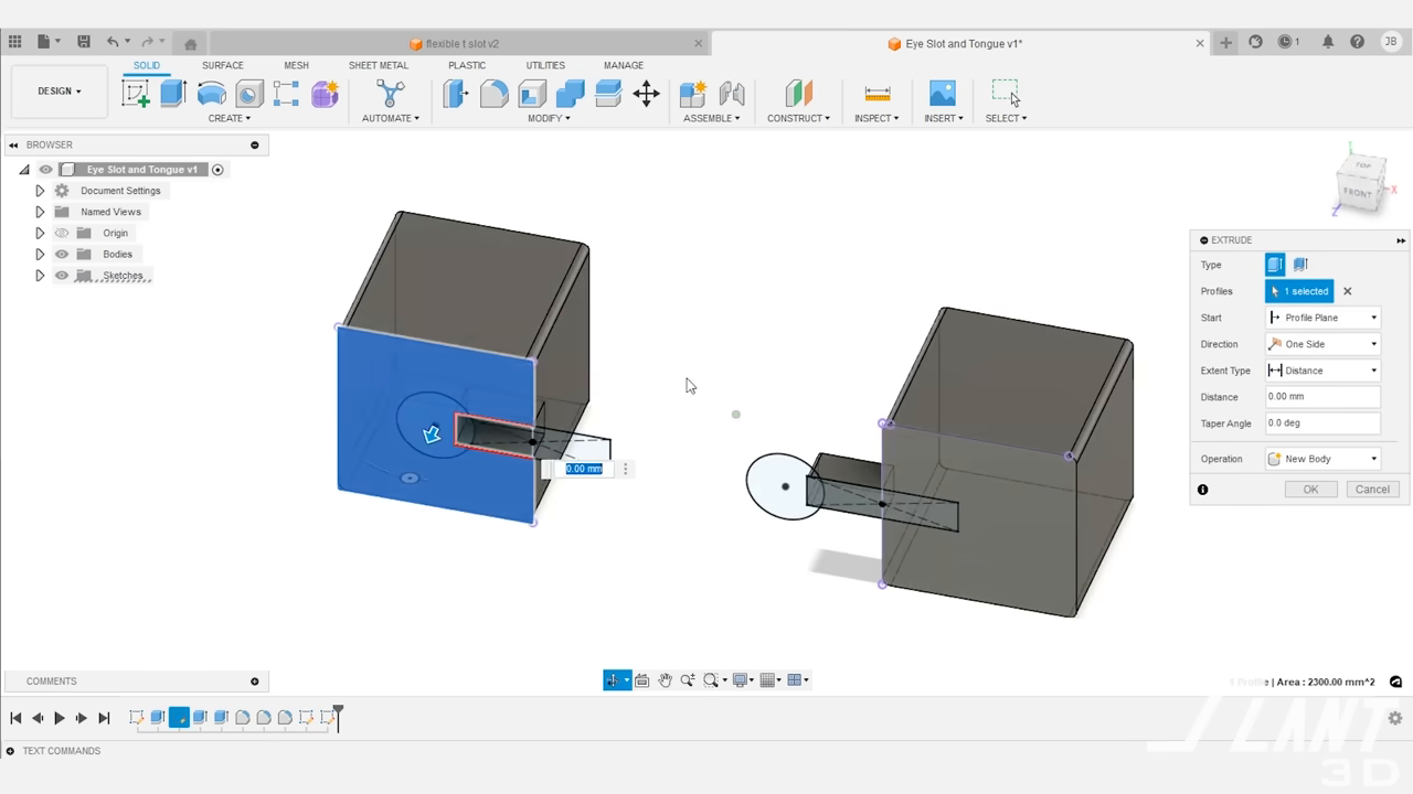 CAD software shows slot and tongue.