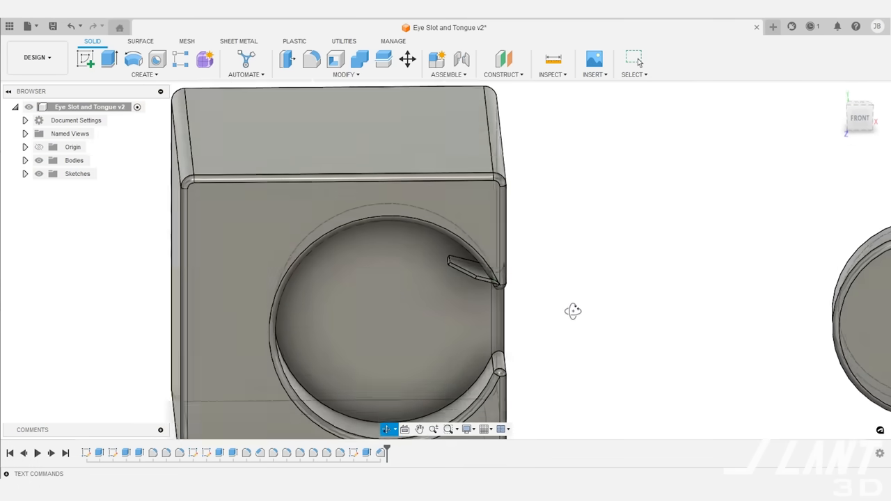 Angled tabs within circular recess