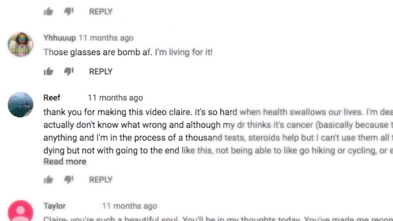 YouTube comments expressing gratitude visible