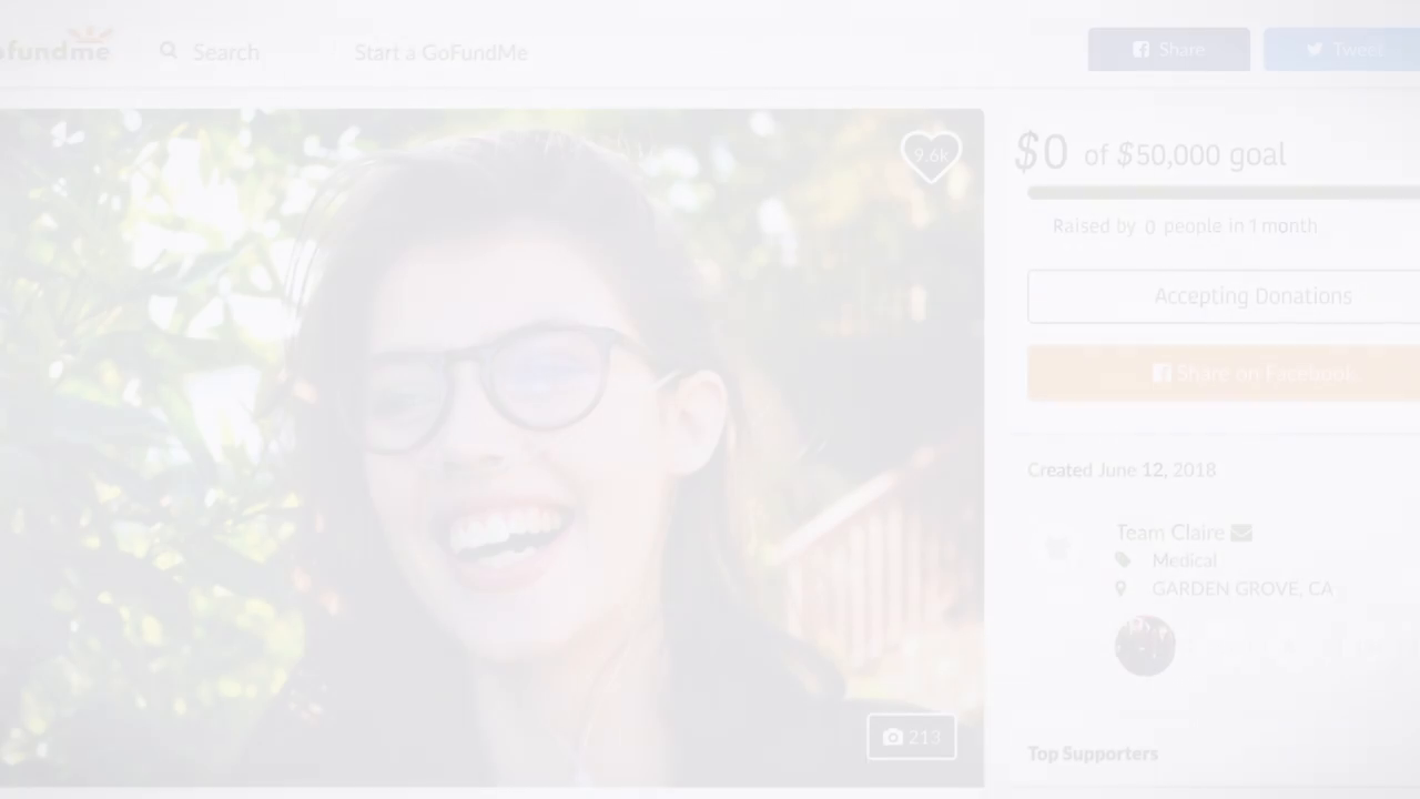 GoFundMe page, Team Claire, $0