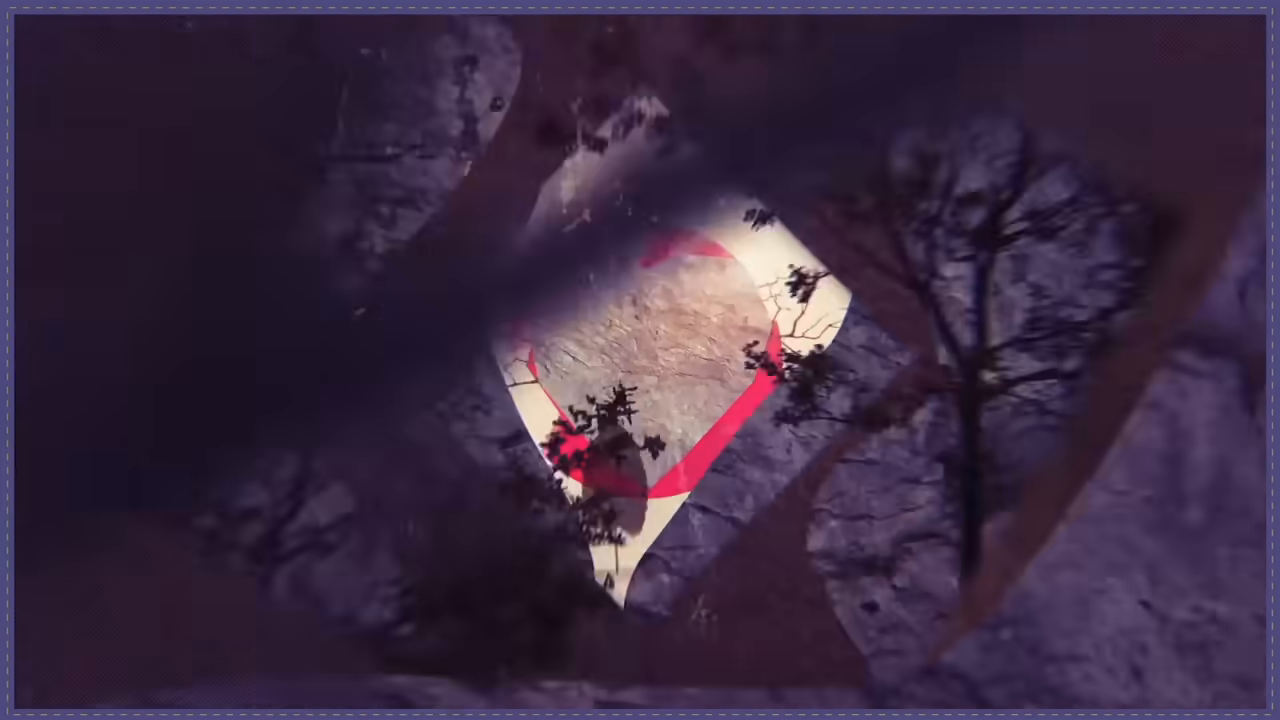 Cracked, stone-like heart shape visible