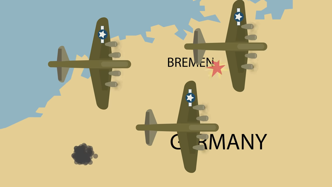 Map, B-17s, Bremen, Germany