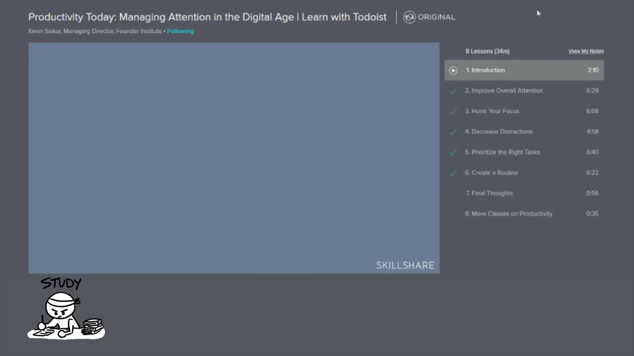 Skillshare course curriculum visible