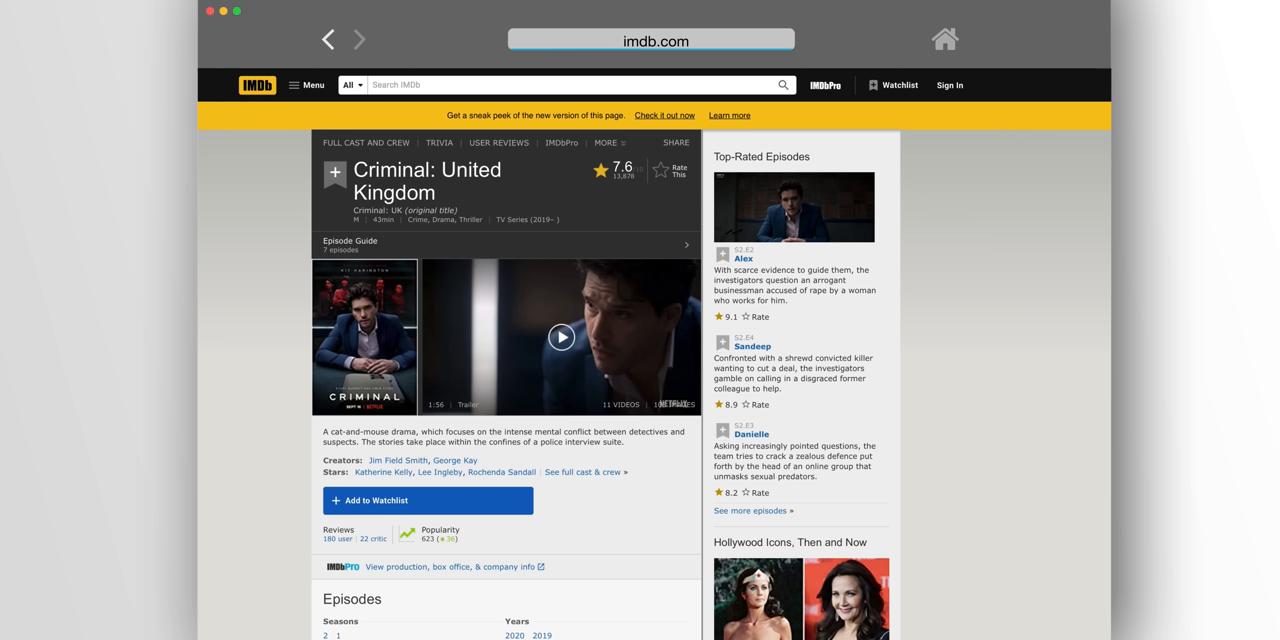 IMDb page for Criminal: United Kingdom