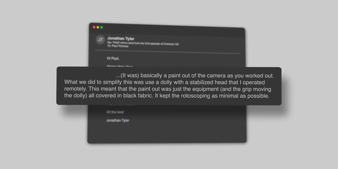 Email explaining camera technique visible