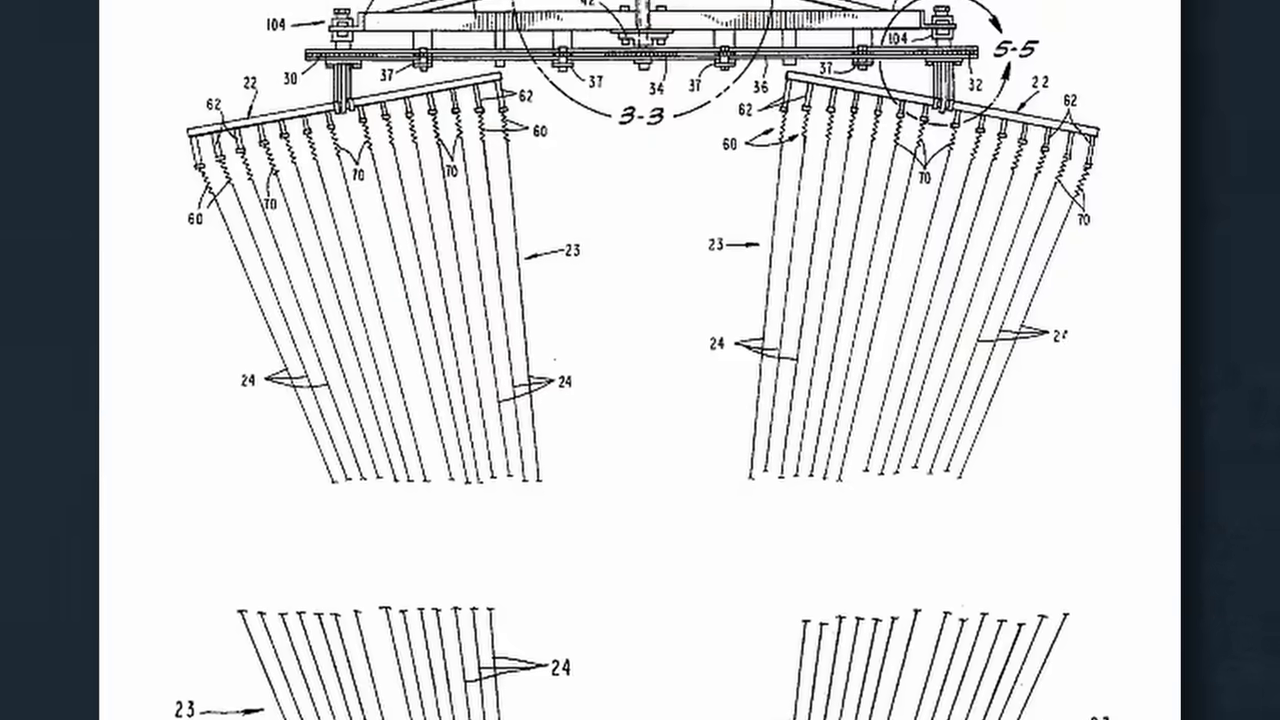 A patent  showing the complex array of wires used for David Copperfield's flying illusion.