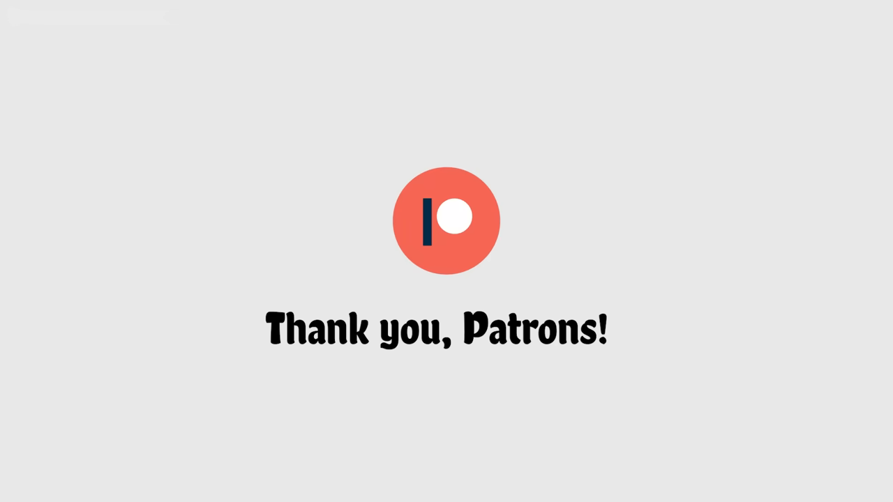 Text on screen thanking patrons